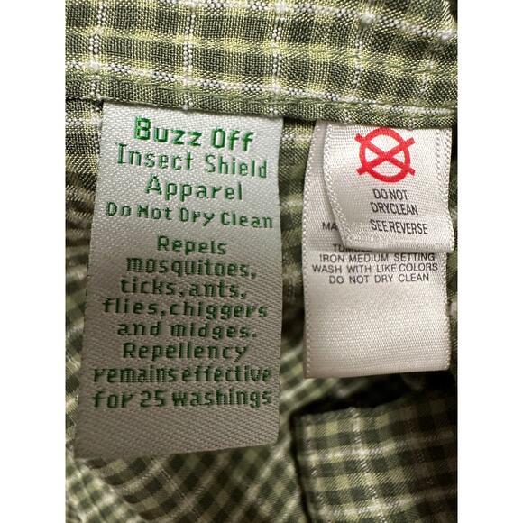 ExOfficio Buzz Off Insect Shield Long Sleeve Men's Shirt Green Plaid Large - Picture 11 of 14